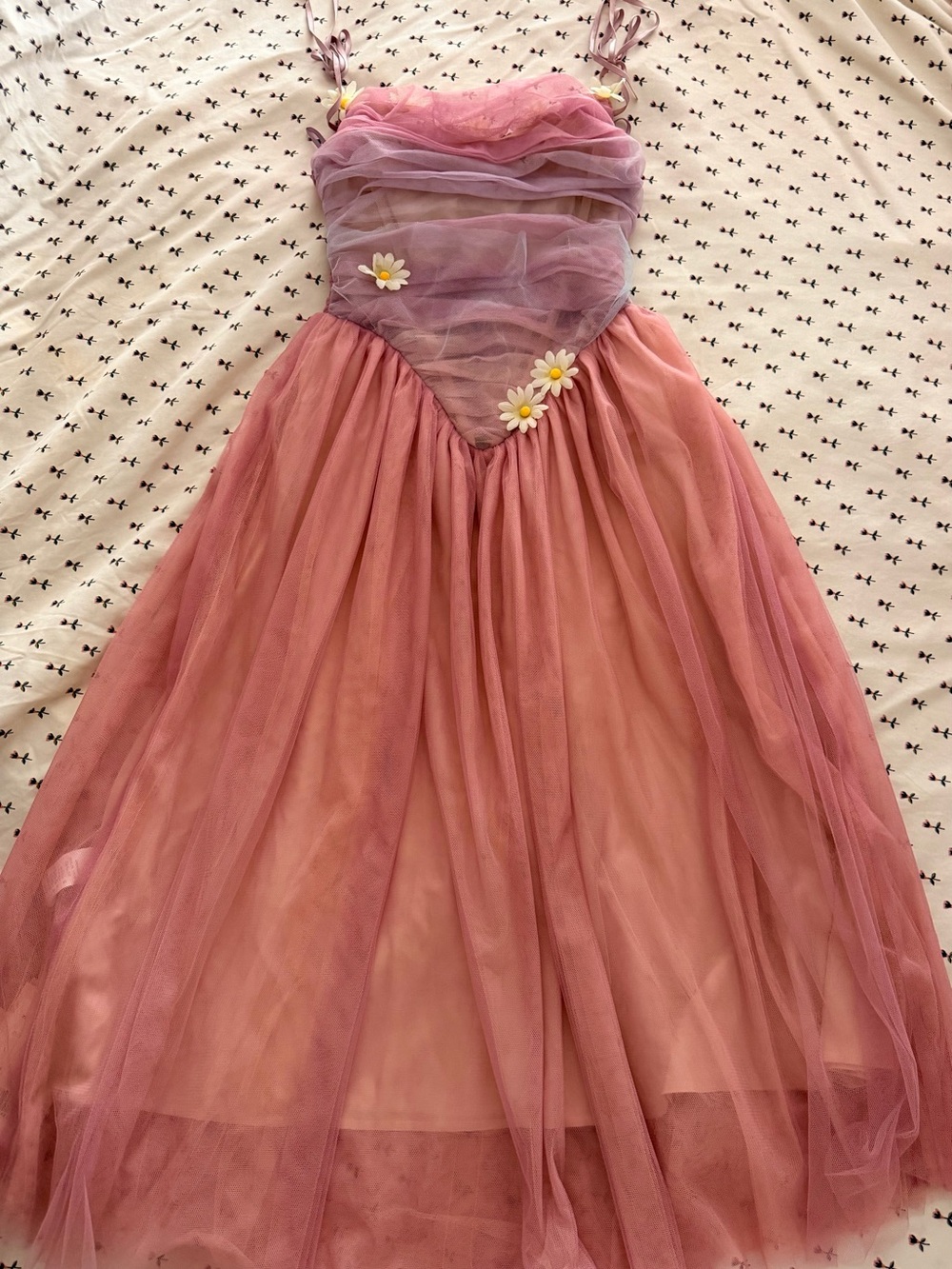 Lacemade Pink Tulle Daisy-Embellished Dress
